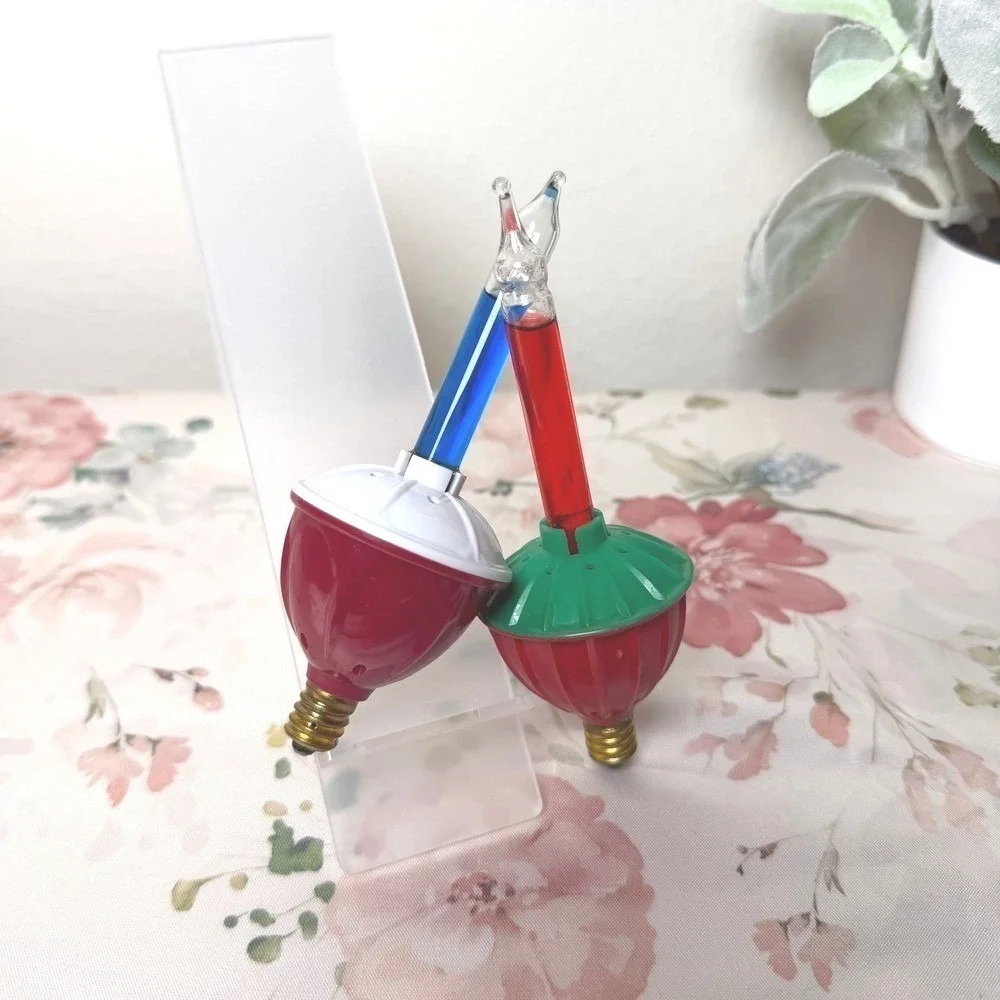 Vintage Style Christmas Bubble Light Bulbs C7 Base Red Blue Green - 2 - UNTESTED